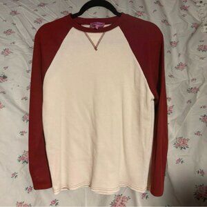 Edikted Red and Cream Waffle Knit Top